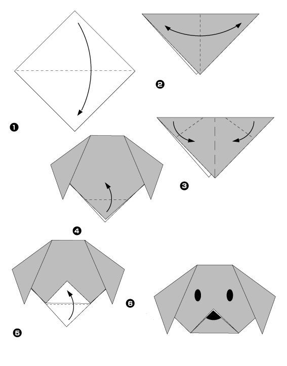 origami facile de chien